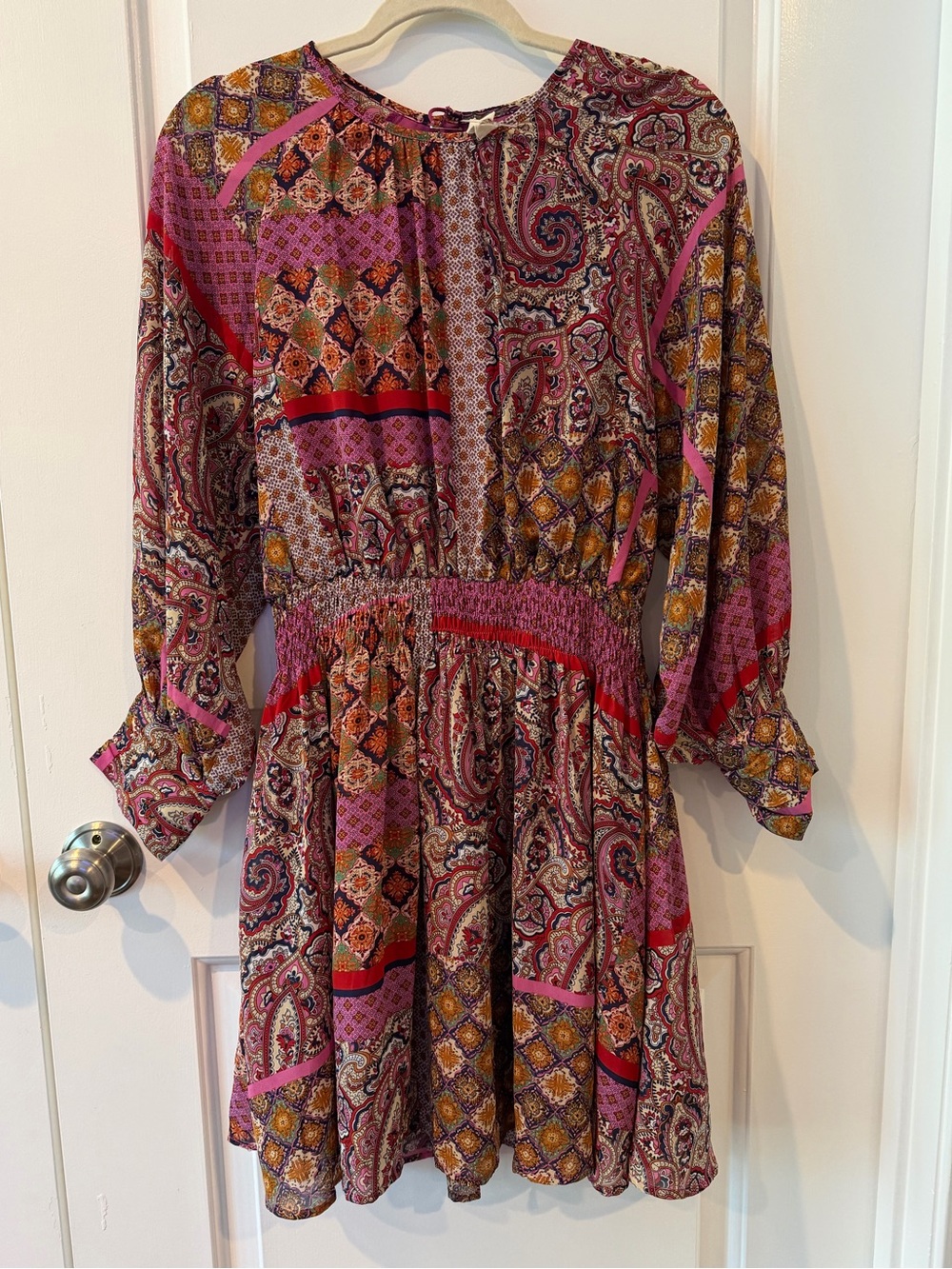 Entro Long Sleeve Flowy Paisley Mini Dress | Size Small